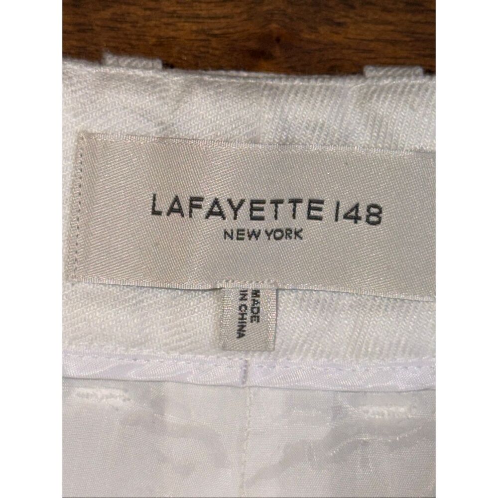 Lafayette 148 Rockefeller Wide Leg Embroidered Linen Crop Pants - Picture 4 of 10